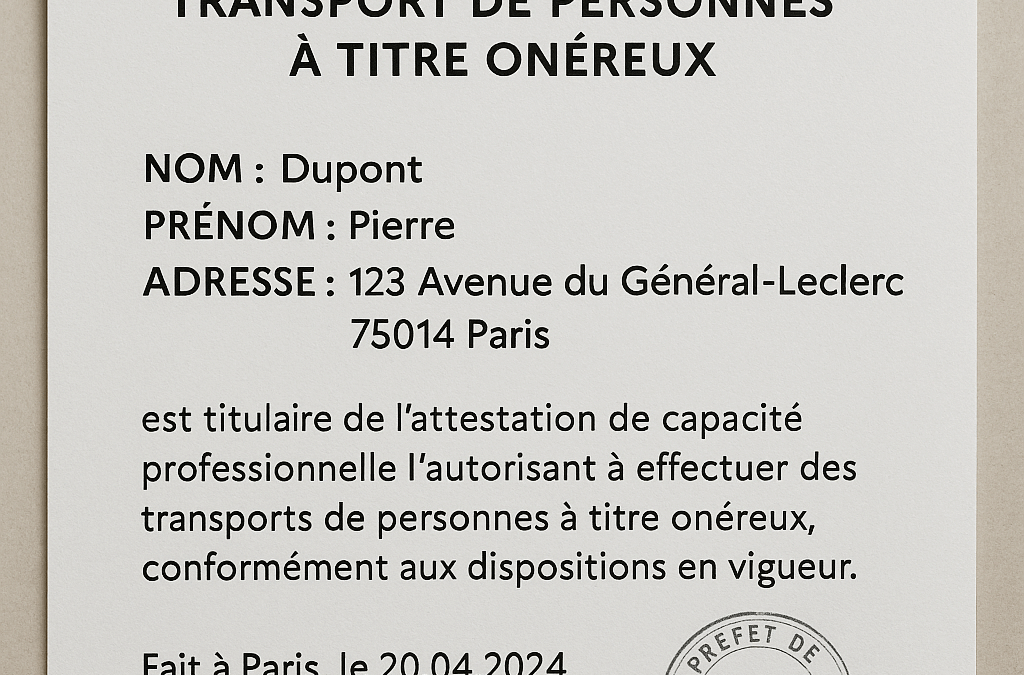 Qu’est ce qu’une attestation transport de personnes à titre onéreux